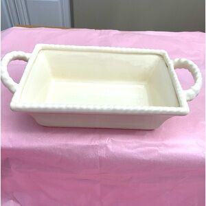 VTG CARMARK POTTERY CREAM COLOUR RECTANGULAR CERAMIC DISH WITH 2 HANDLES